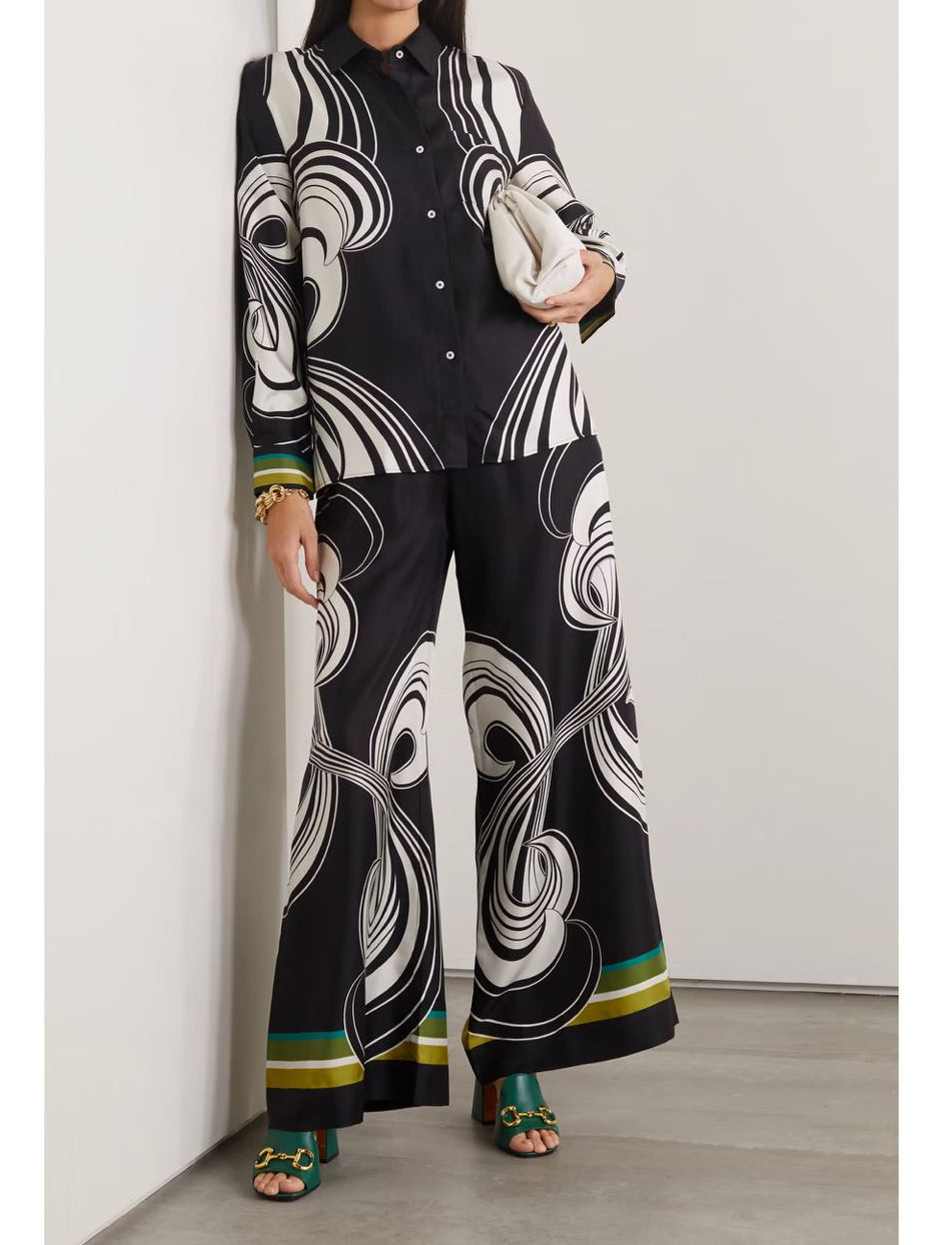 Muslim Women's Chic Abstract Print Pantsuit