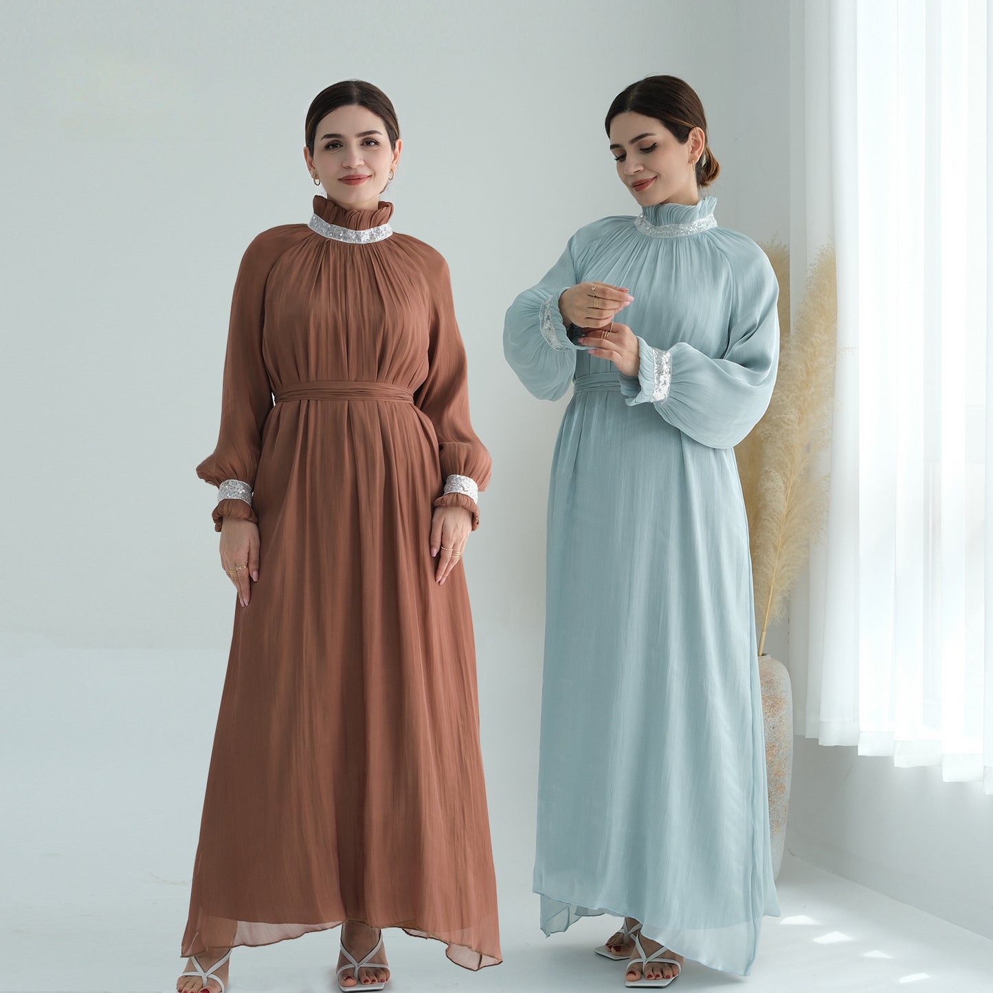 Women's Lace Up Muslim Abaya Dress