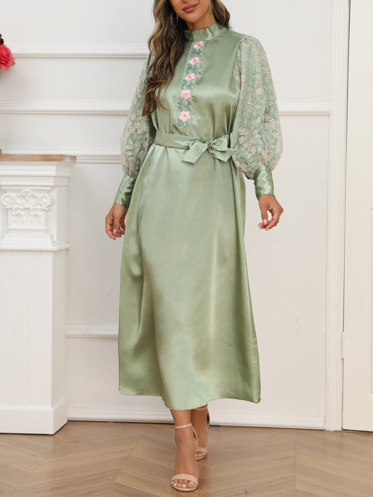 Women's Embroidered Satin Dress