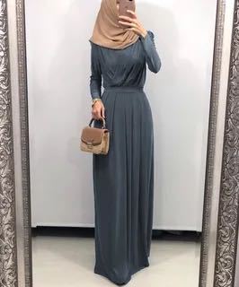 Women's V-neck Lace-up Pleated Abaya Dress