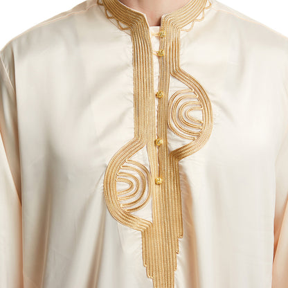 Men's Stand-up Collar Embroidered Thobe