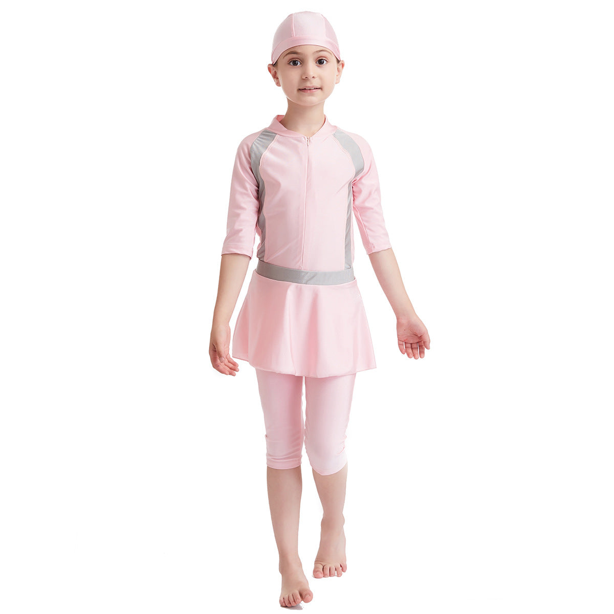 Kids Girls Three-piece Modest Swimsuit