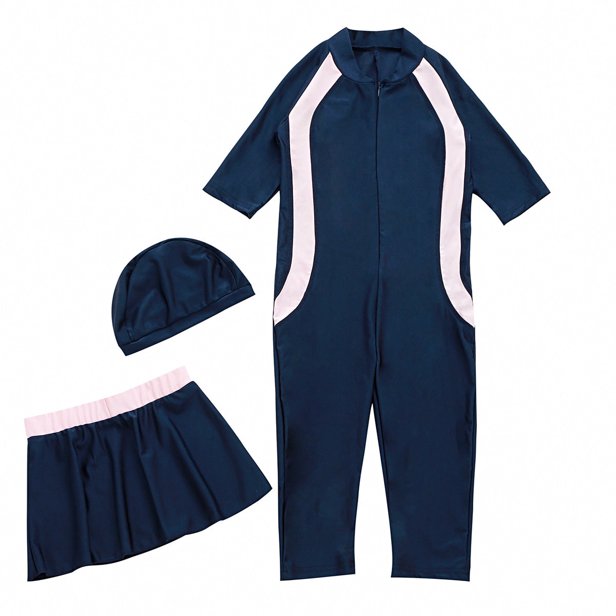 Kids Girls Three-piece Modest Swimsuit