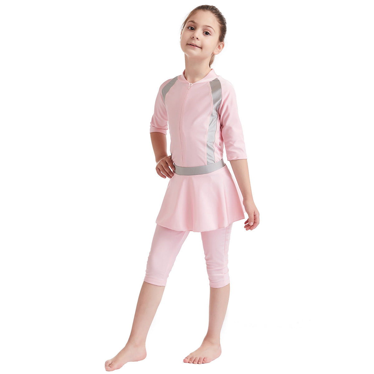 Kids Girls Three-piece Modest Swimsuit