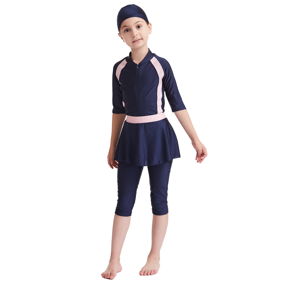 Kids Girls Three-piece Modest Swimsuit