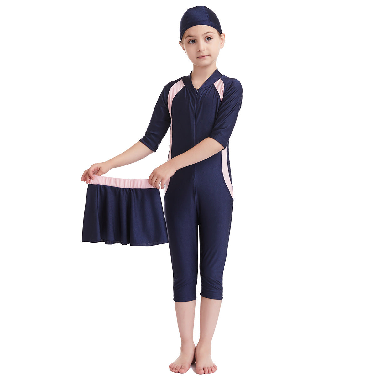 Kids Girls Three-piece Modest Swimsuit