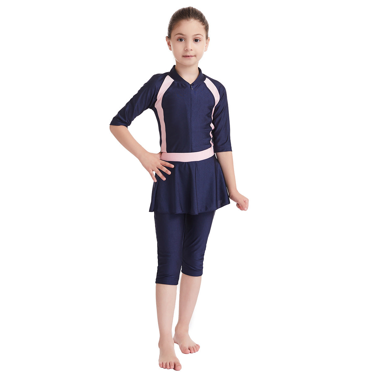 Kids Girls Three-piece Modest Swimsuit