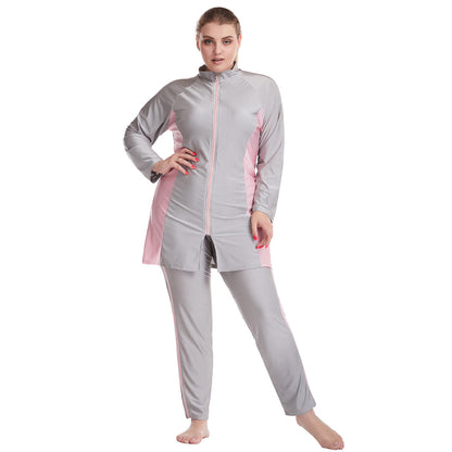 Loose-fitting Plus-size Zipper Swimsuit Burkini