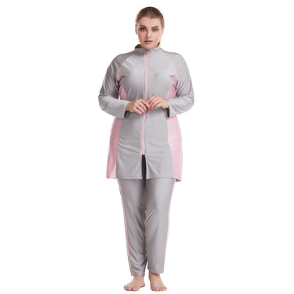 Loose-fitting Plus-size Zipper Swimsuit Burkini