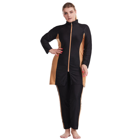 Loose-fitting Plus-size Zipper Swimsuit Burkini