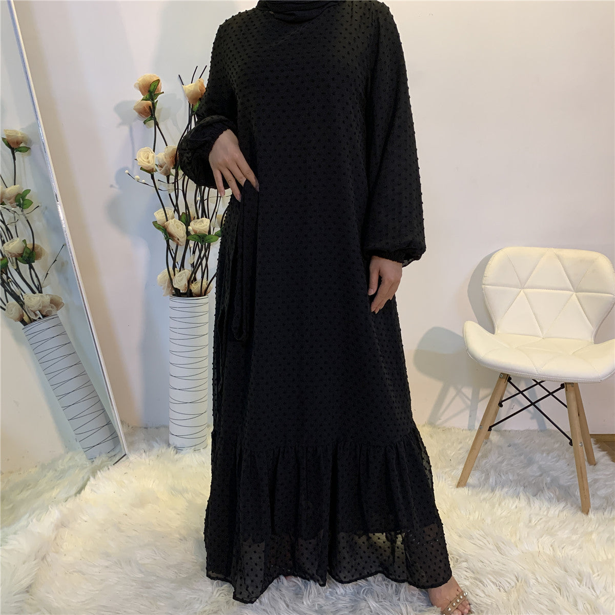 Women's Patchwork Long-sleeved Modest Dress