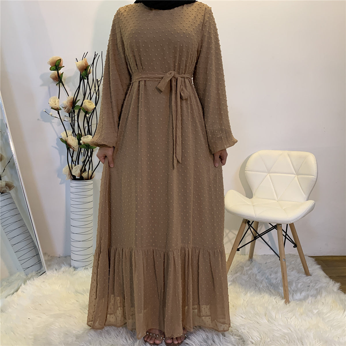 Women's Patchwork Long-sleeved Modest Dress