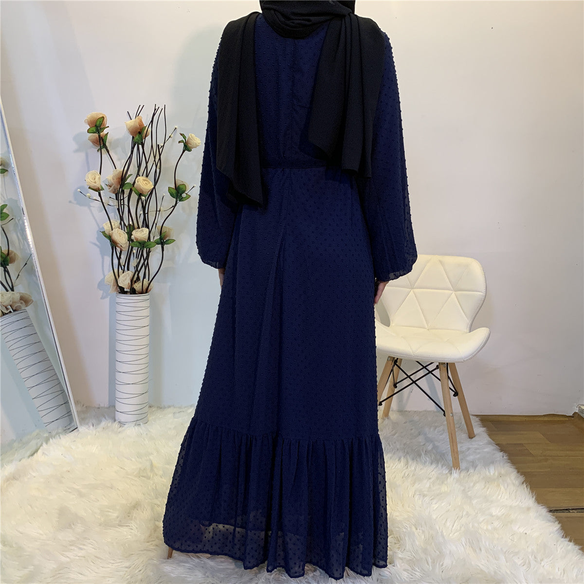 Women's Patchwork Long-sleeved Modest Dress