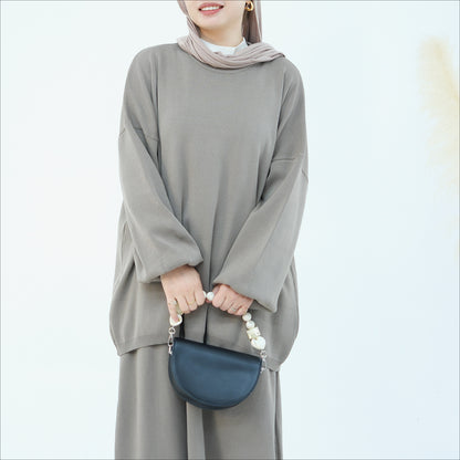 Women's Solid Color Thickened Knit Two-piece Set