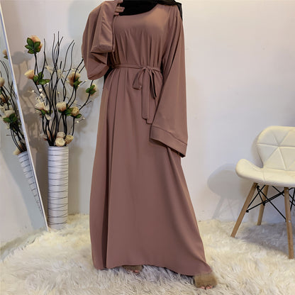 Plain Lace Up Modest Dress