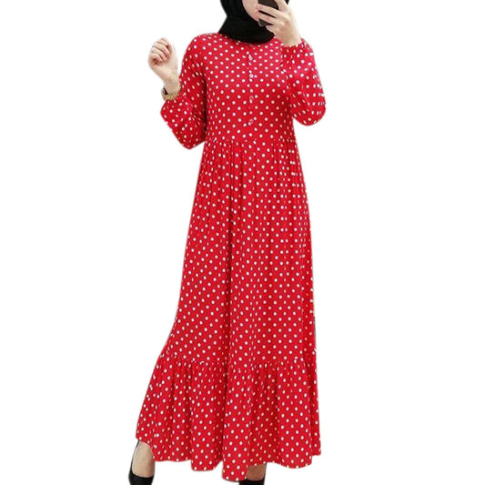 Classic Polka-dot Ruffled Pleated High-rise Dress