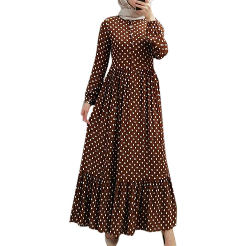 Classic Polka-dot Ruffled Pleated High-rise Dress