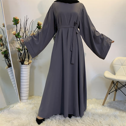 Plain Lace Up Modest Dress