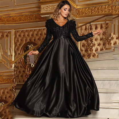 Robe de soirée sexy à col en V pour femme