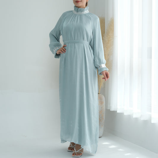 Women's Lace Up Muslim Abaya Dress
