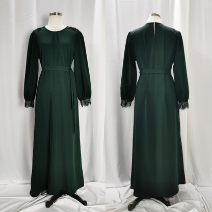 Lace Paneled Green Dress