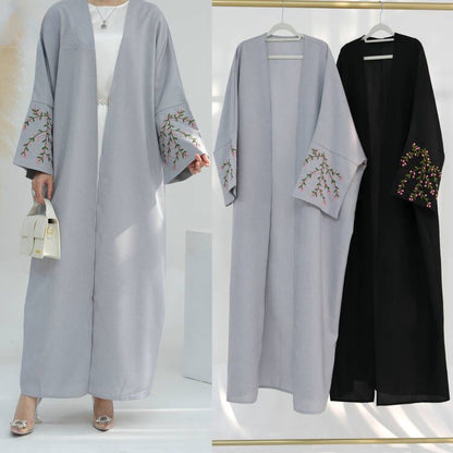 Floral Embroidery Elegant Cardigan Robe