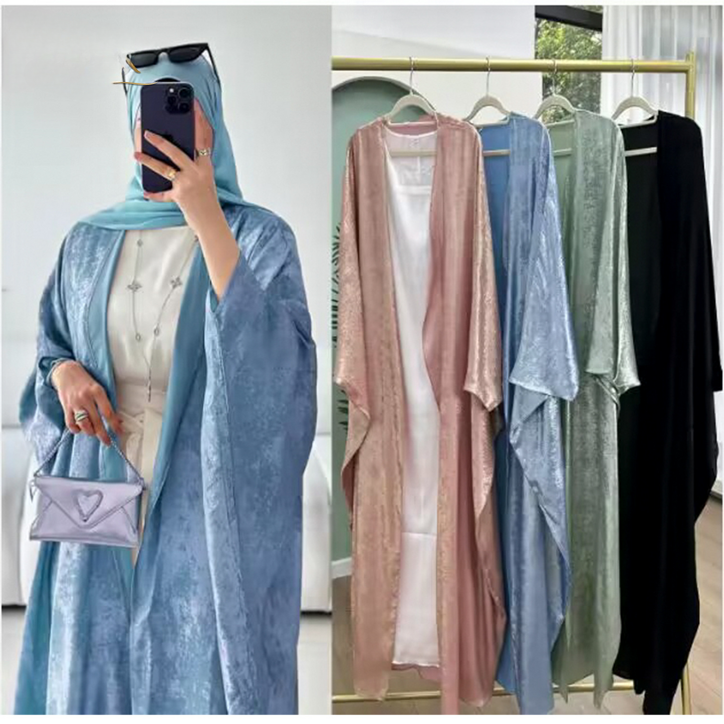 Women's Patchwork Elegant Robe Open Abaya