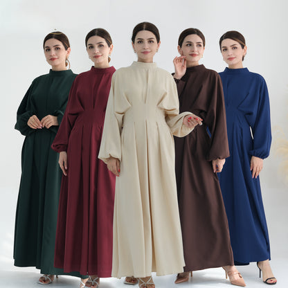 Women's Solid Color Tunic Sleeve Abaya Dress