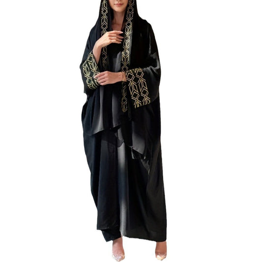 Women's Embroidery Black Robe