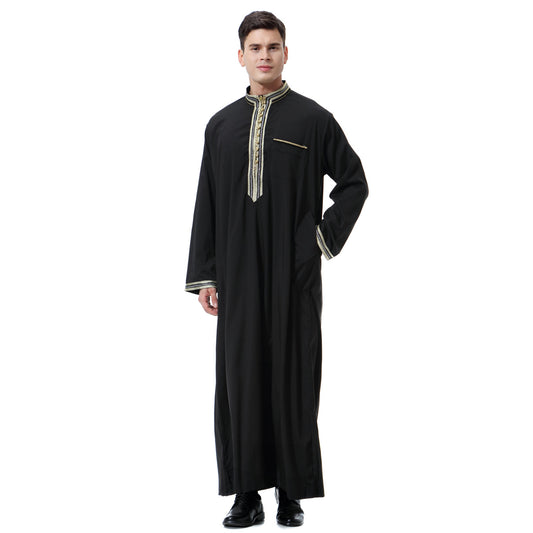 Men's Appliqué Stand-up Collar Robe