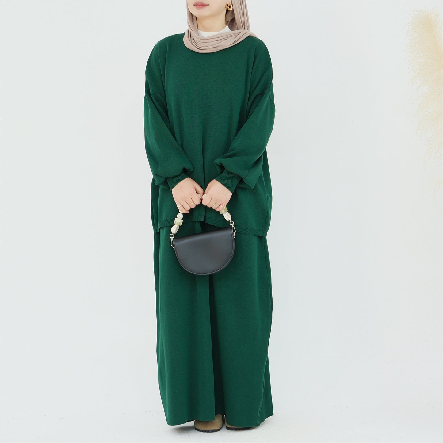 Women's Solid Color Thickened Knit Two-piece Set