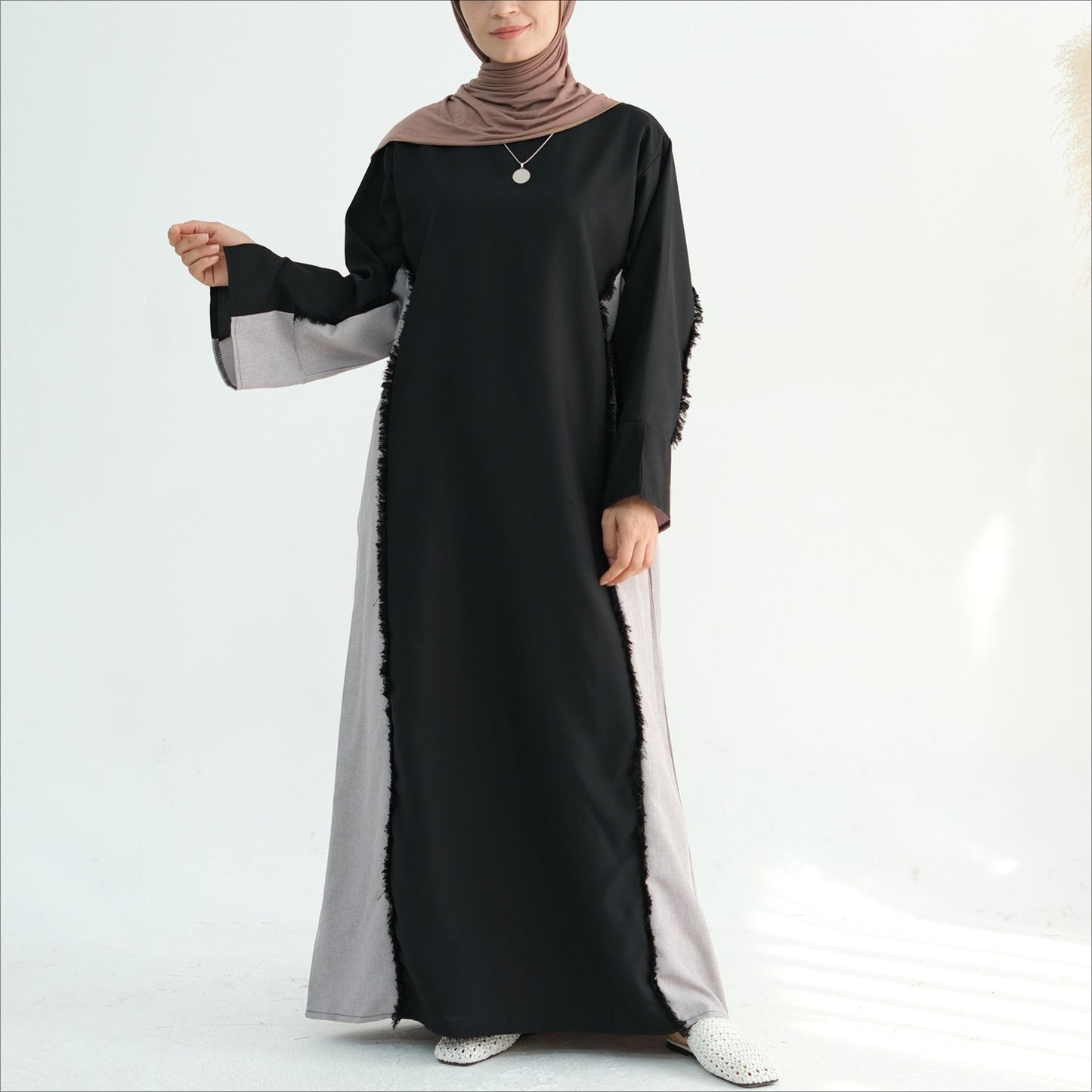 Stylish Petite Open Front Abaya Robe