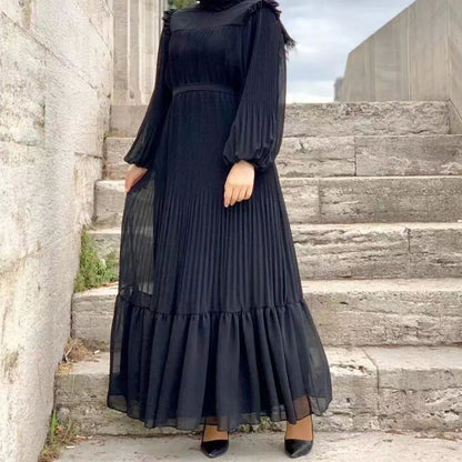 Women's Plain High-neck Pullover Loose Abaya Dress