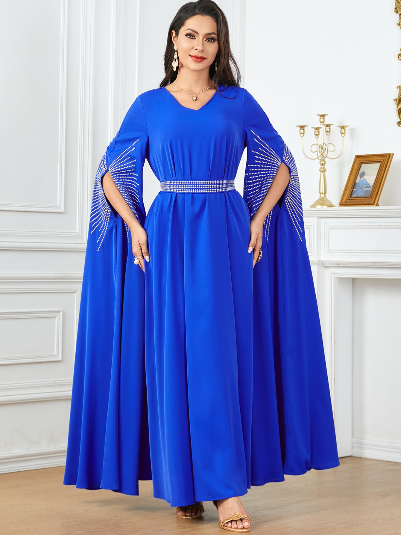 Women's Embroidered Extra-long Sleeve Party Dress