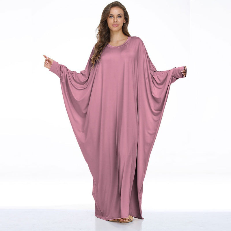 Round Neck Batwing Sleeve Dress