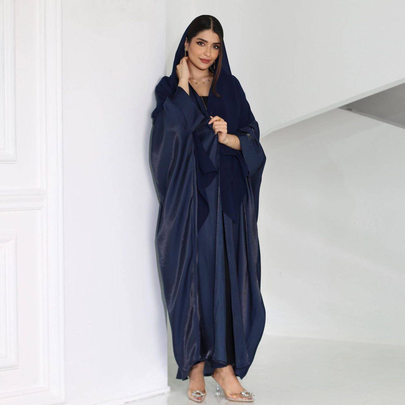 Women's Bright Silk Satin Bat-sleeved Robe