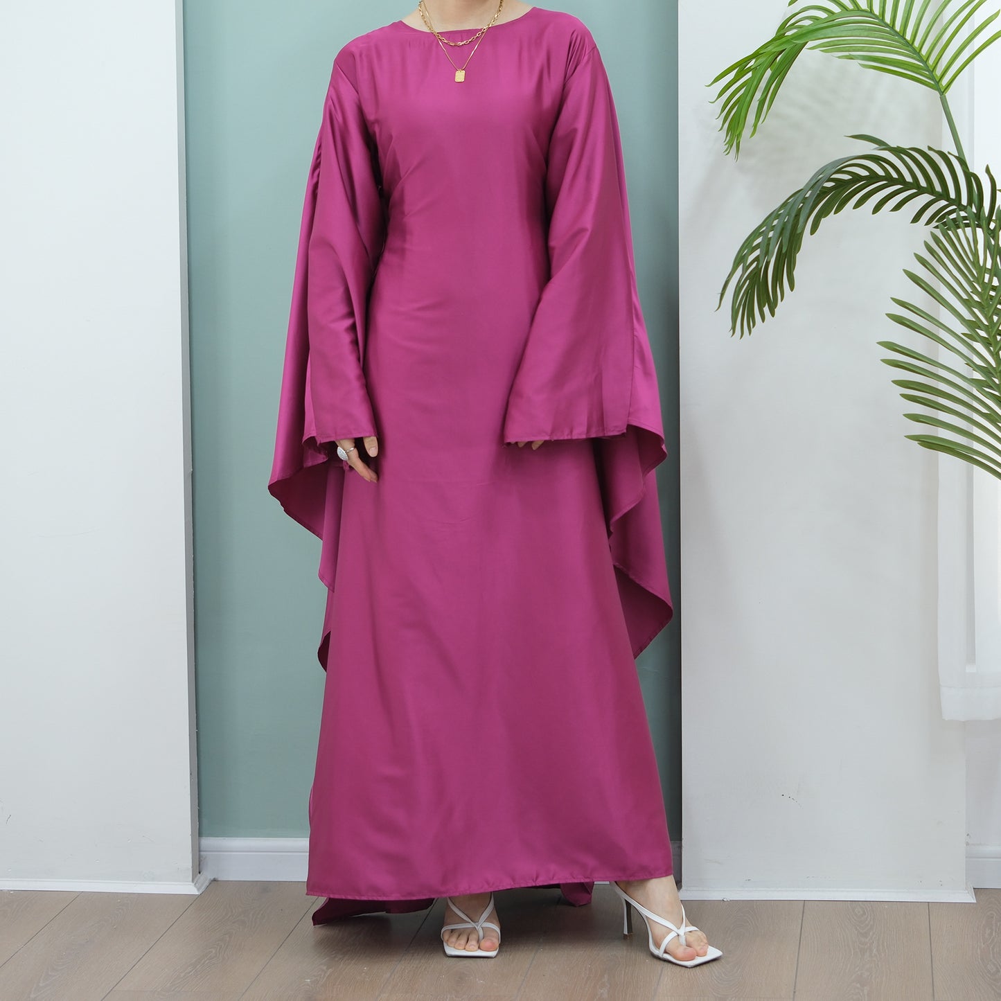 Women's Stretch Satin Modest Dress