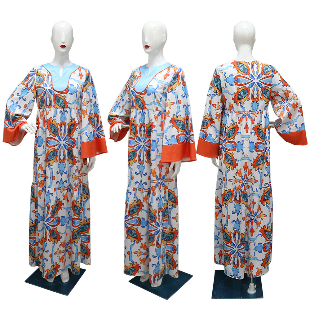 Women's Printed Long-sleeved Dress