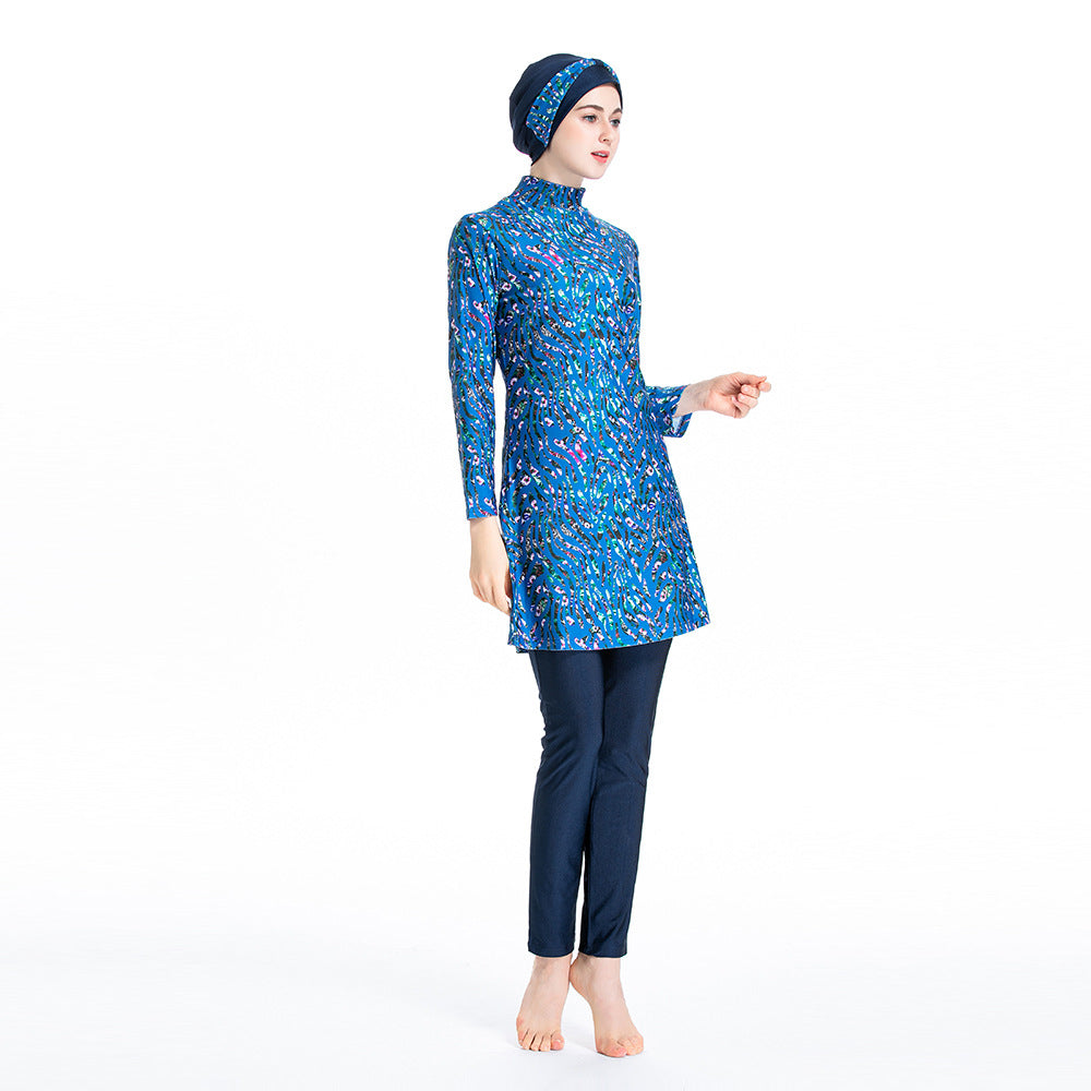 Women's Printed Three-piece Swimsuit Burkini