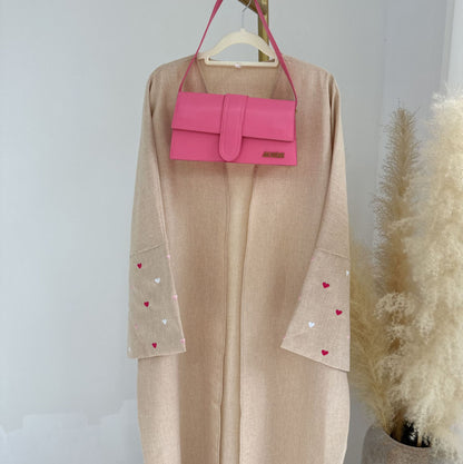 Heart Embroidery Elegant Cardigan Robe