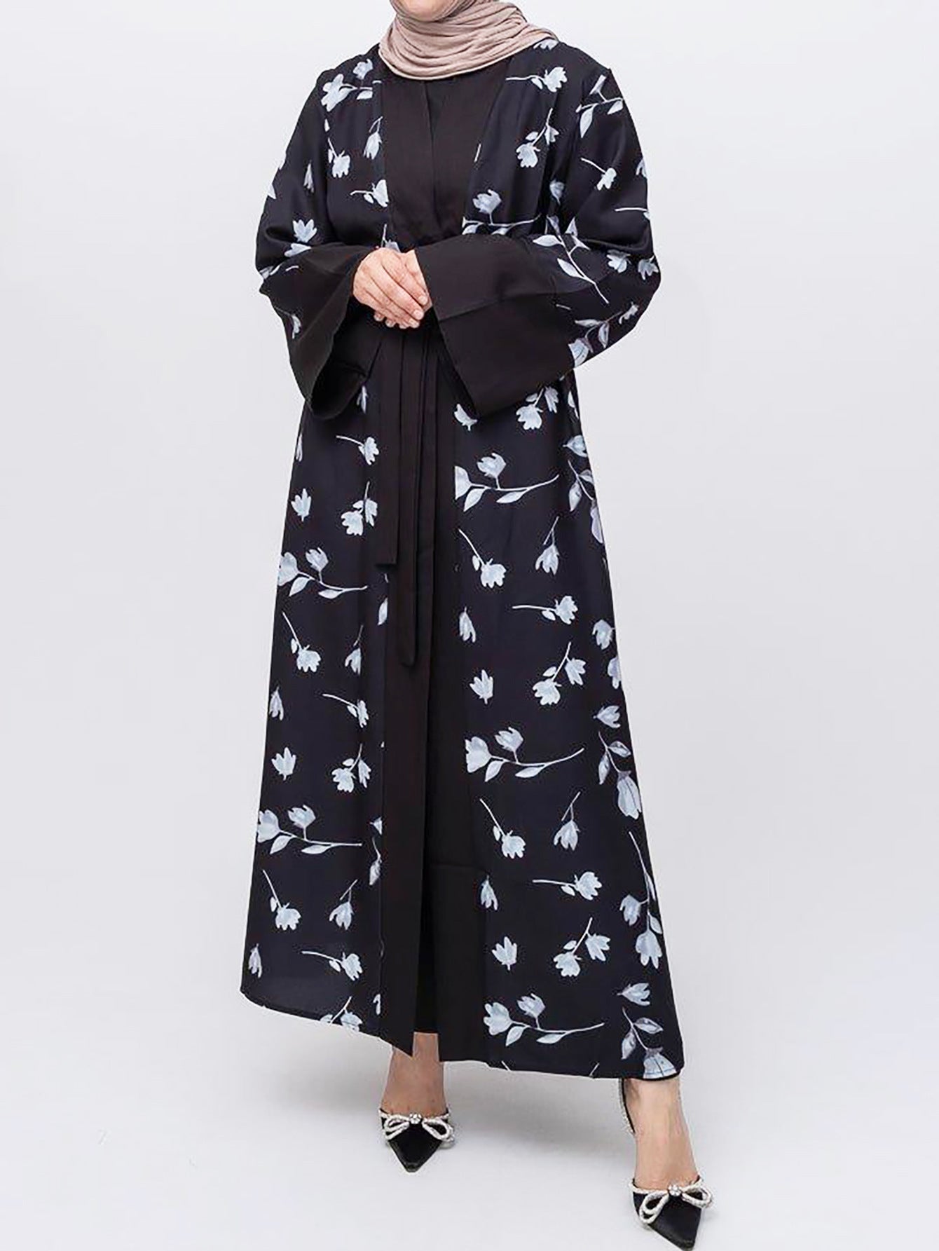 Women's Floral Flare Sleeves Printed Robe