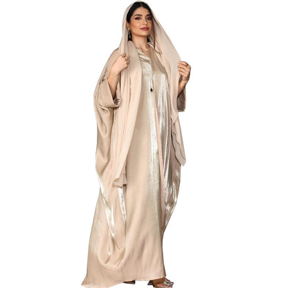 Women's Bright Silk Satin Bat-sleeved Robe