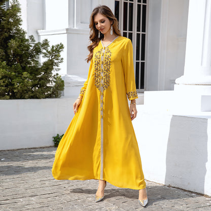 Women's Beaded Yellow Party Evening Dress