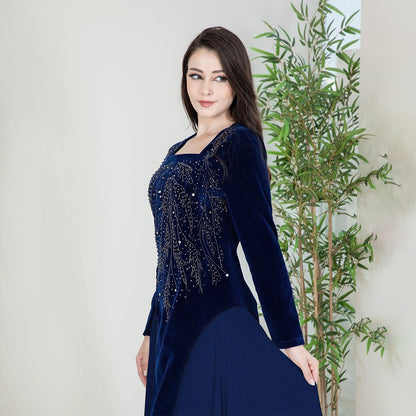 Chiffon Panelled Hot Diamond Jalabiya Evening Dress