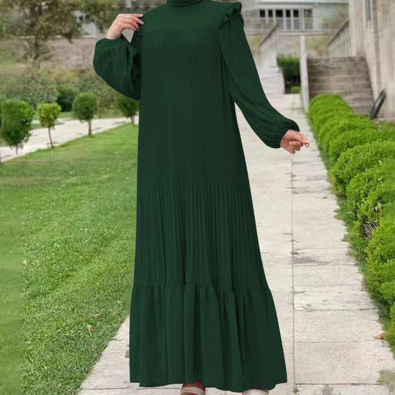 Women's Plain High-neck Pullover Loose Abaya Dress