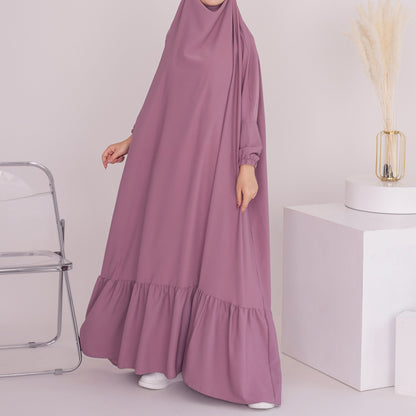 Robe de couleur unie pour femmes avec foulard