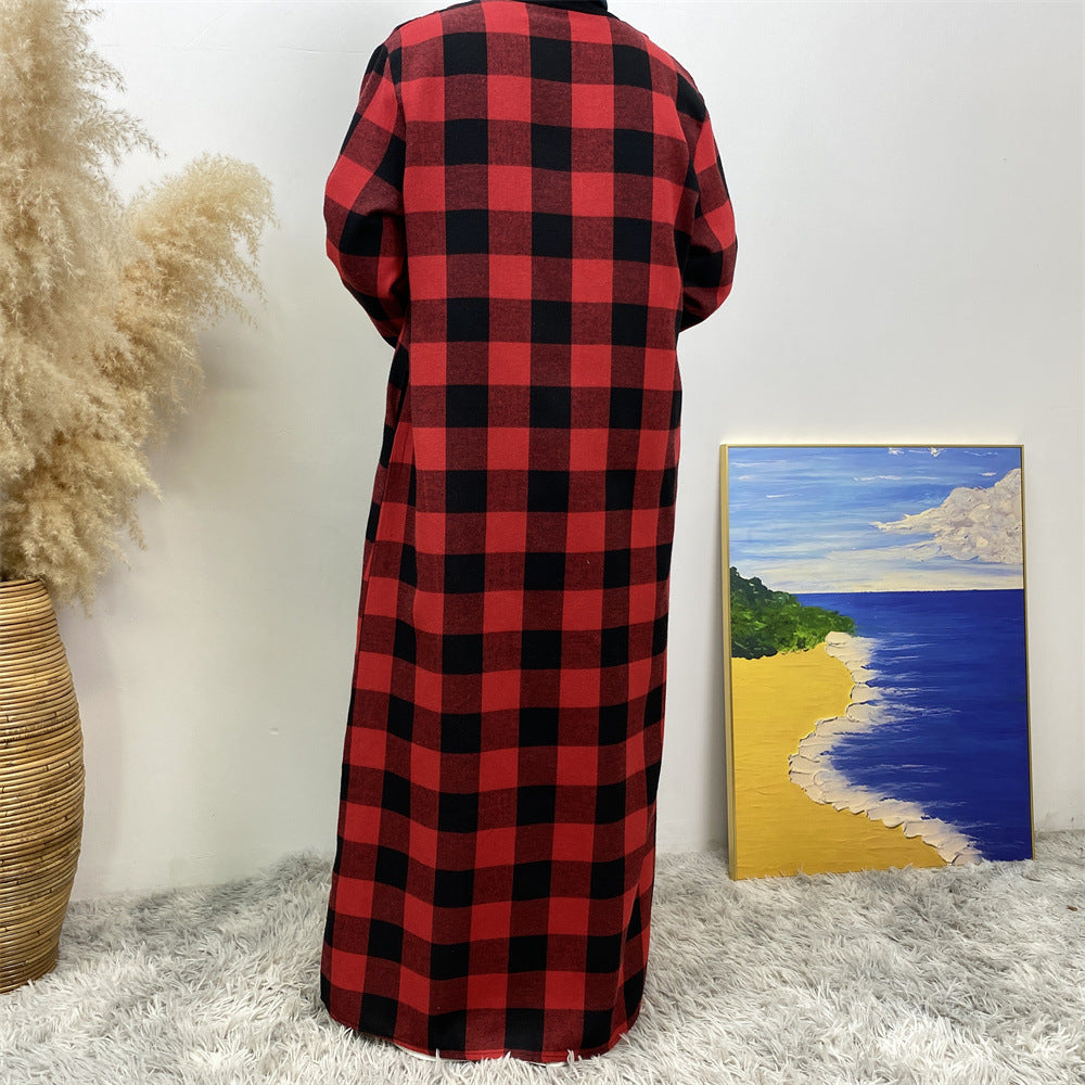 Modest Slim Plaid Robe