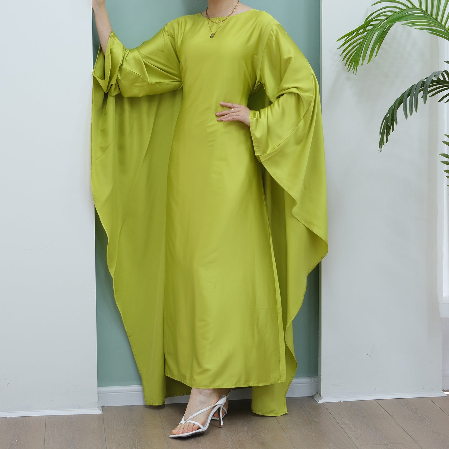 Women's Stretch Satin Modest Dress