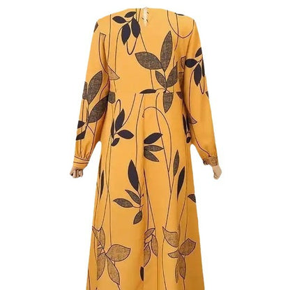 Women's Floral Print Long-sleeve Oversized Dress