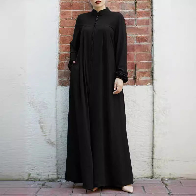 Women's Modest Stand-Up Collar Dress